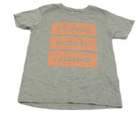 Sivé melírované tričko s nápisom a bodkami Y.F.K.