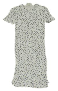 Biele kvetované rebrované elastické šaty H&M