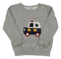 Sivá melírovaná mikina s policejním autom Tu