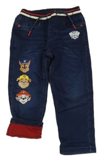 Tmavomodré podšité rifle s Paw Patrol a úpletovým pasem C&A