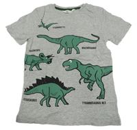 Sivé melírované tričko s dinosaurami H&M