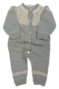Šedo-smetanovo-růžový pletený overal se vzorem H&M