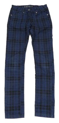 Tmavomodro-černé kostkované skinny rifle Esprit