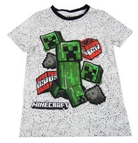 Biele skvrnité tričko s Minecraft
