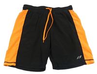 Čierno-oranžové športové kraťasy