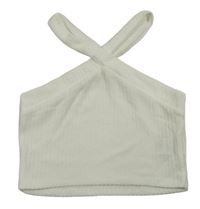 Biely rebrovaný crop top shein