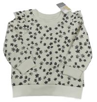 Bílo-šedá květovaná mikina s volánky Primark