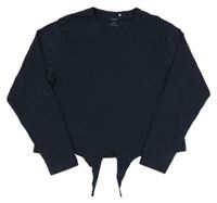 Tmavomodré crop tričko s uzlom Name it