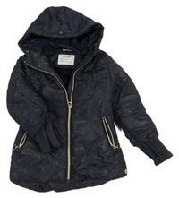 Tmavomodrá trblietavá zimná bunda s kapucňou Coccodrillo