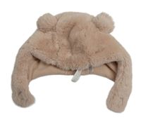 Svetloružová kožušinová podšitá čapica s uškami