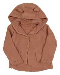 Starorůžový propínací svetr s kapucí Tu