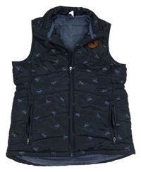 Tmavomodrá šusťáková zateplená vesta s koníky Yigga