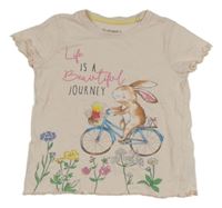 Svetloružové tričko s králíkem na kole Nutmeg