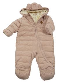 Světlerůžová šusťáková zimní kombinéza s kapucí H&M