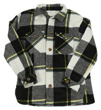 Černo-bílá kostkovaná košilová bunda H&M