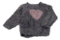 Fialový chlpatý sveter so srdcem