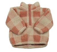 Růžovo-smetanová kostkovaná huňatá mikina Carter's