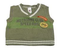 Khaki pletená vesta s nápisom C&A