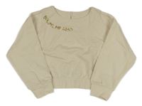 Smotanová crop mikina s nápisom