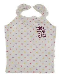 Nové - biely rebrovaný crop top s farebnými srdiečkami