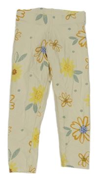 Smotanové kvetované legíny Nutmeg