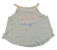 Sivý melírovaný top s nápisom H&M