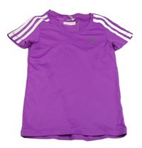 Fialové sportovní funkční tričko s pruhy a logem Adidas