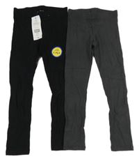 Nové - 2x legíny - černé žebrované + tmavošedé žebrované F&F