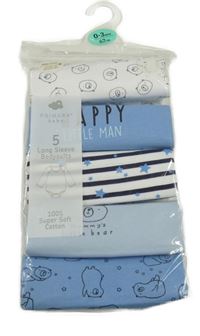 Nové - 5x modro-bílé body s medvídky Primark