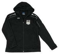 Čierna športová prepínaci mikina s nápisom a kapucňou jako