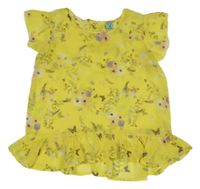 Žltá ľahká šifónová tunika s kvetinami Y.F.K.