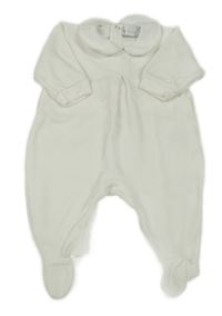 Biely zamatový overal s golierikom