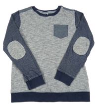 Modro-sivá melírovaná mikina s kapsičkou M&S