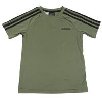 Khaki sportovní funkční tričko s logem Adidas