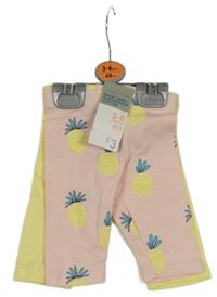 Nové - 2x legíny - světlerůžové s ananasy + žluté Primark