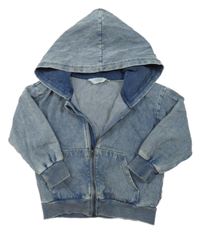 Modrá propínací mikina riflového vzhledu s kapucňou H&M