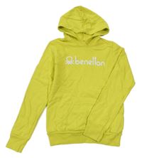 Žlutozelená mikina s logom a kapucňou Benetton