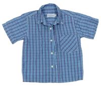Modro-tmavomodro-biela kockovaná košeľa