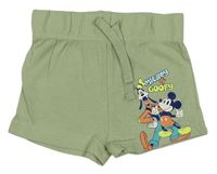 Zelené bavlnené kraťasy s Goofym a Mickeym Primark