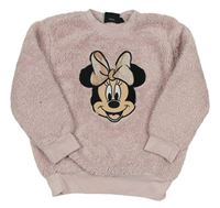 Svetloružová huňatá mikina s Minnie zn. Disney