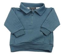 Zelenomodrá vzorovaná mikina s golierikom zn. Primark