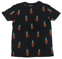 Černé tričko s ananasy Primark