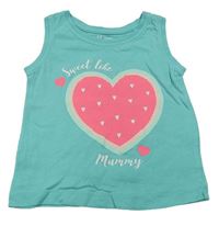 Tyrkysový top so srdcem zn. Primark
