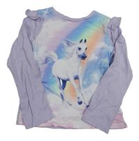 Lila tričko s koněm a volánikmi H&M