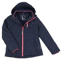 Tmavomodrá melírovaná softshellová bunda s kapucí C&A