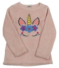 Ružová plyšová mikina s jednorožcom Kids