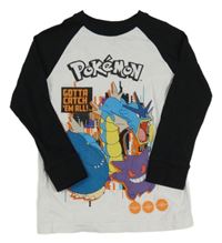 Bílo-černé triko s pokémony 