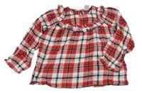Červeno-bielo-čierna kockovaná blúzka s volánikom Little kids
