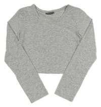 Svetlosivé melírované crop tričko