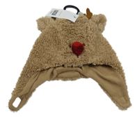 Nové - Béžová huňatá čepice s čumákem F&F